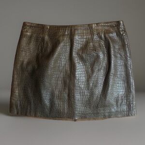 Express Brown Leather Couture Reptile Mini Skirt